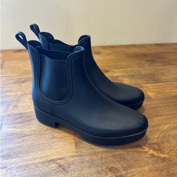Jeffrey Campbell Cloudy Black Waterproof Rain Boot Lug Soles Sz 9 - Picture 1 of 9